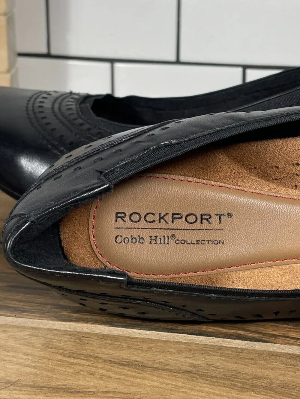 Rockport Cobb Hill Judson Perf Shoes Womens 8.5 Wide Black Leather Pumps Heels
